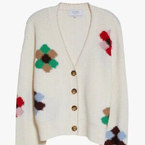 La Ligne Intarsia Floral Cardigan, Size M
